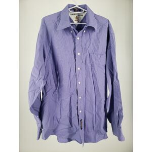 Tommy Hilfiger Men's 16 34/35 Long Sleeve Shirt Purple‎ Blue Check Executive